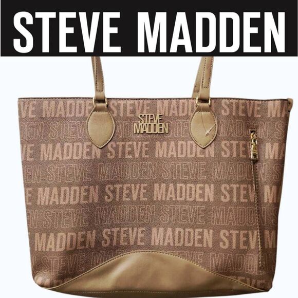 Steve Madden BLeah Logo Replay Tote Bag- Sand